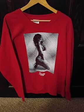 Popular Demand Brand  Red Men's Graphic Crewneck Sweatshirt